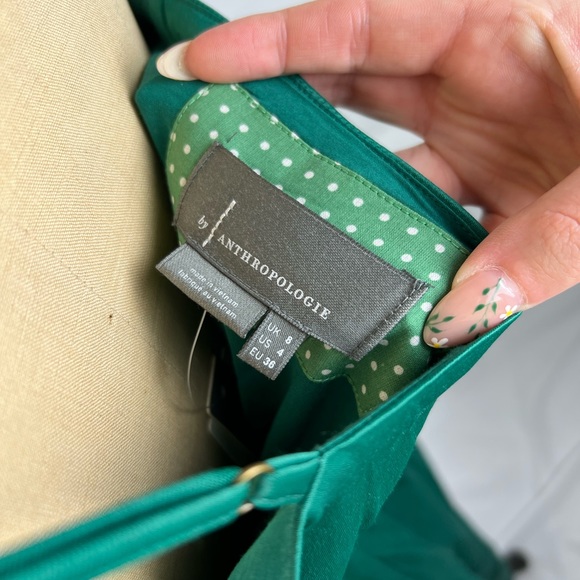 NWT Anthropologie Emerald Green Wrap Dress - Picture 3 of 5